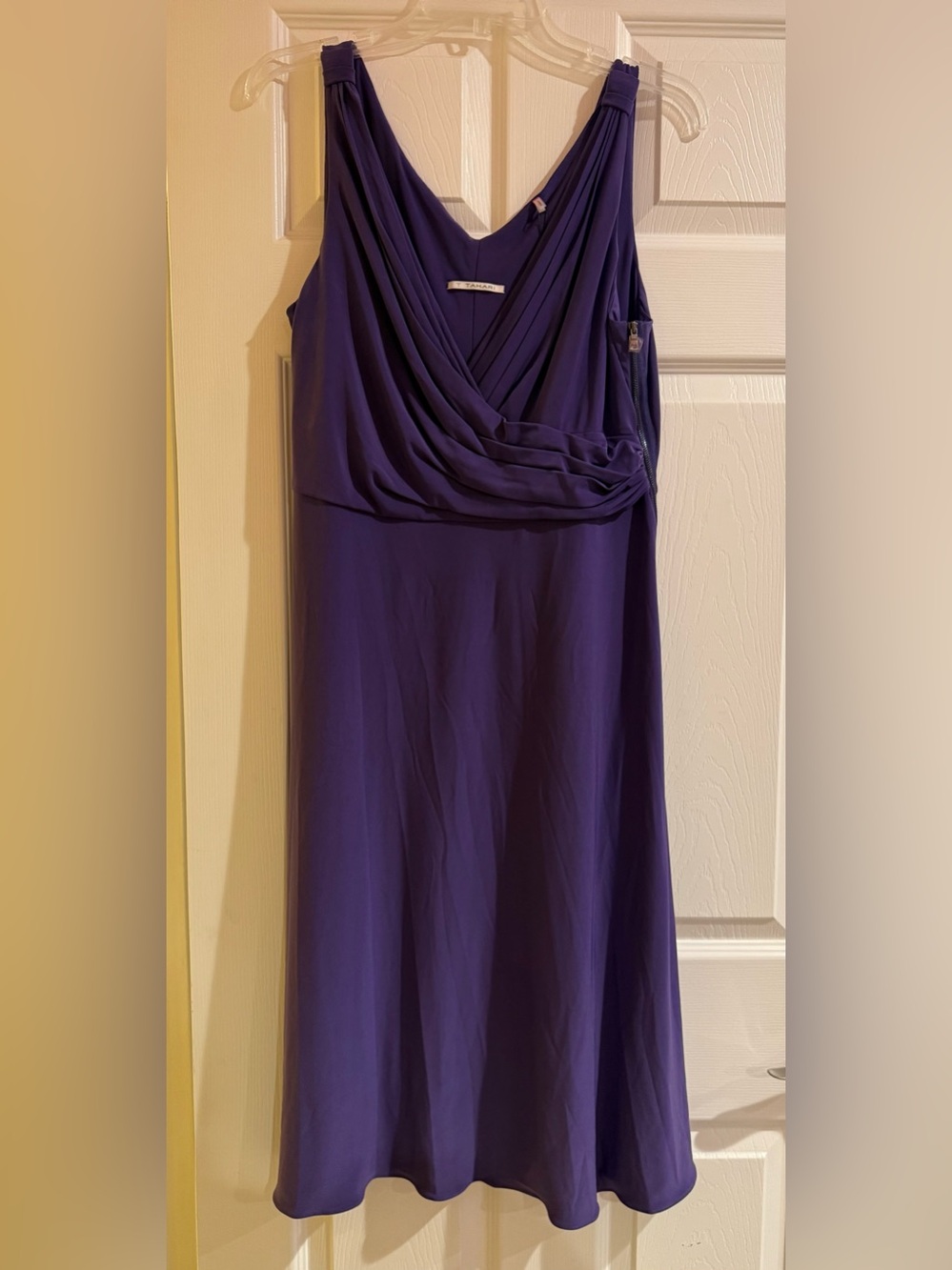 T Tahari "Kendall" Purple Rain Draped Jersey Dress sz L NWT